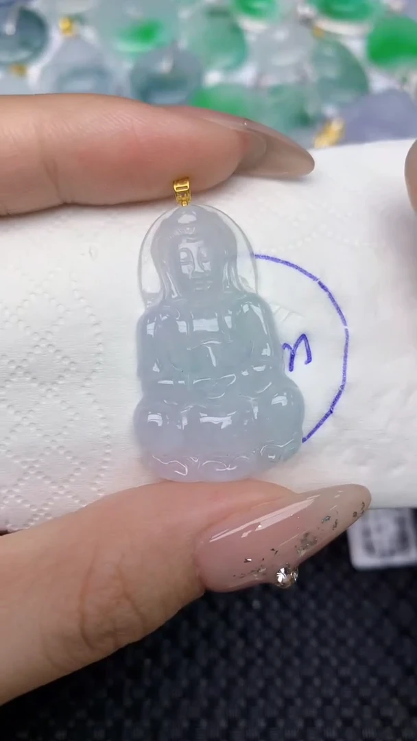 颈饰18K金镶嵌翡翠天然缅甸翡翠a货百元以上9元证书费自理