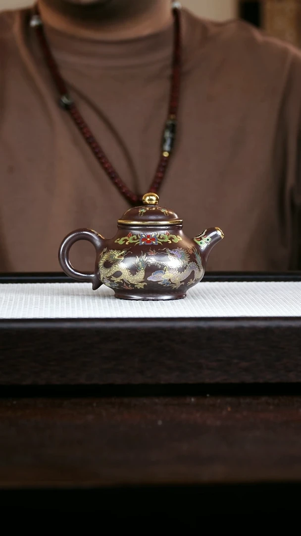茶壶紫砂紫泥高潘180cc
