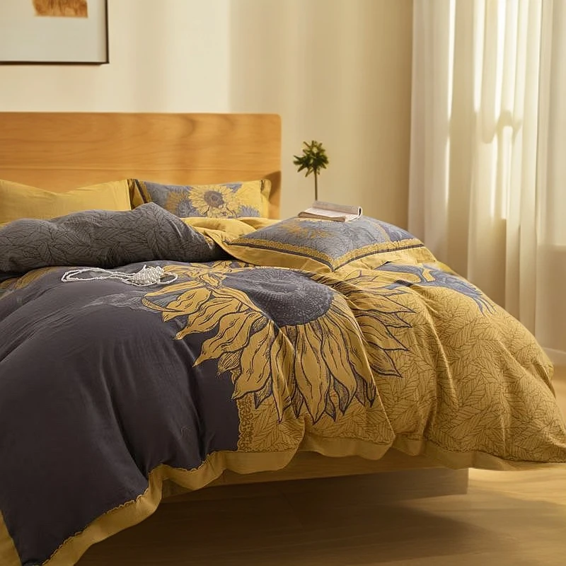 高端大版定位纯棉双层纱四件套定点定位大气高端A类母婴级床品