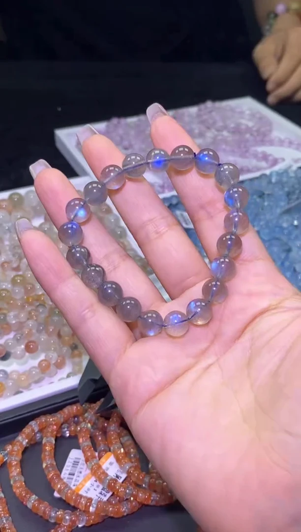 未镶嵌手链长石灰月光单圈-A08-多样性发其一