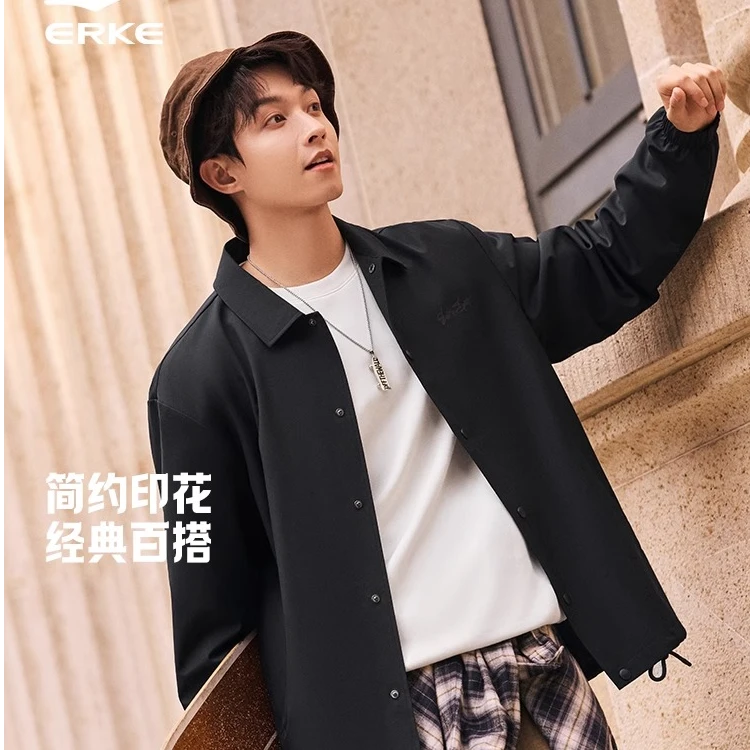鸿星尔克外套男2025春秋新款男士运动防泼水风衣工装教练夹克上衣