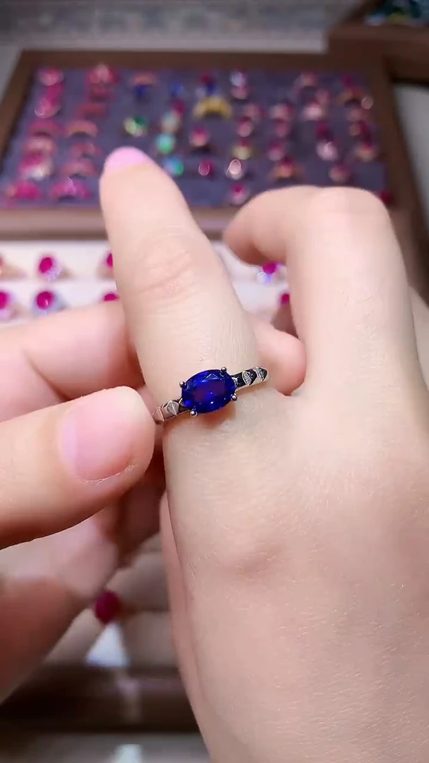 【闪购商品】蓝宝石戒指银S925镶嵌000