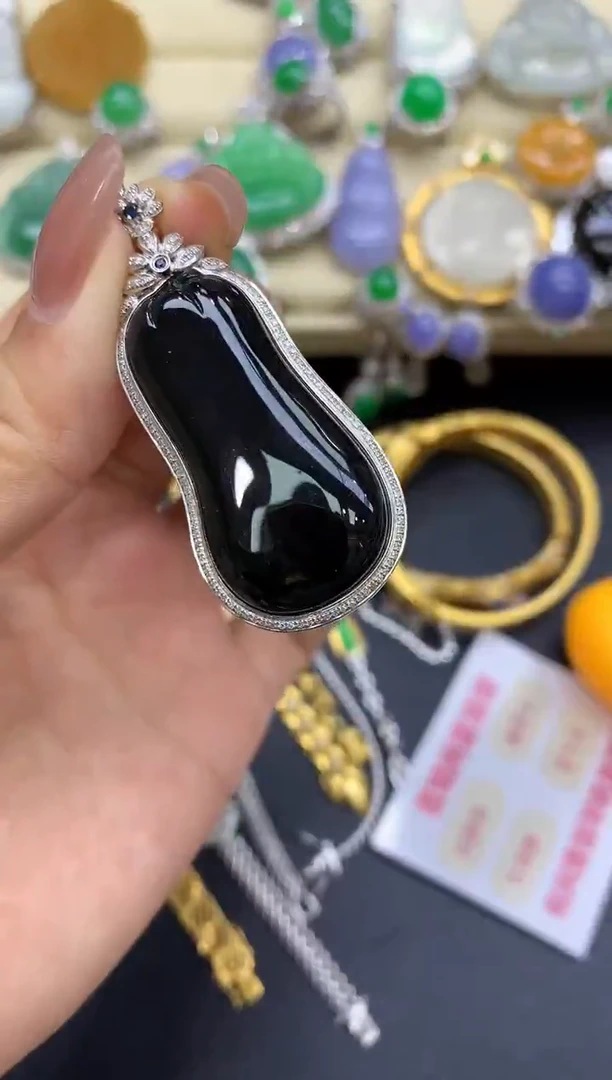 颈饰18K金镶嵌翡翠434-中国好珍宝