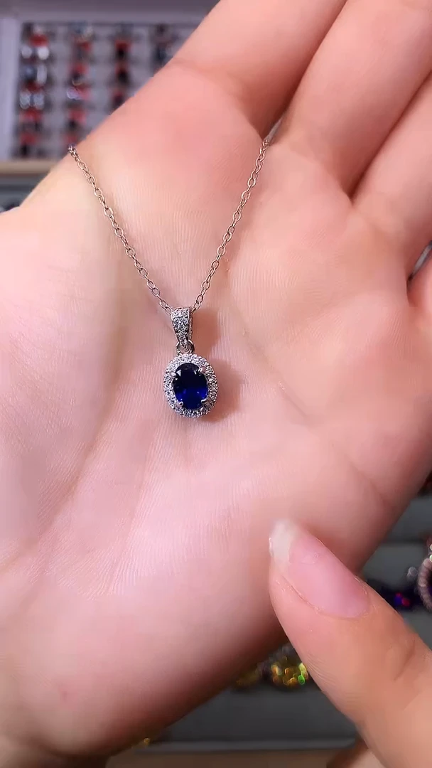 【闪购商品】蓝宝石吊坠(赠链)银S925镶嵌11111111