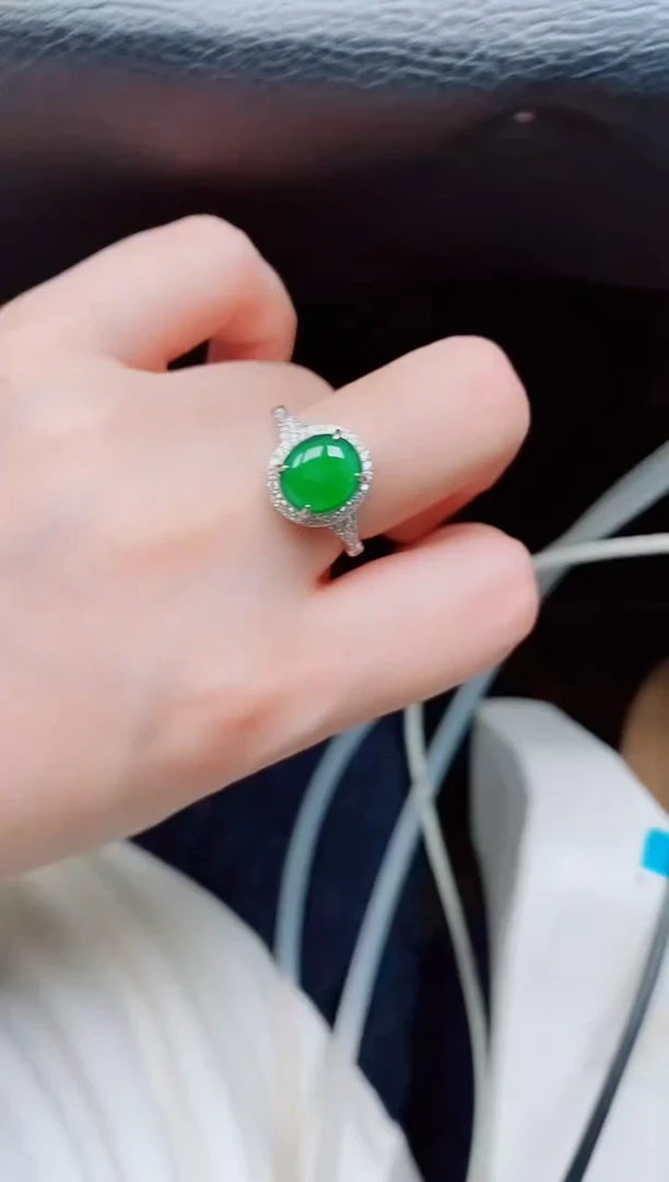 【闪购商品】翡翠戒指银S925镶嵌天然a货翡翠272