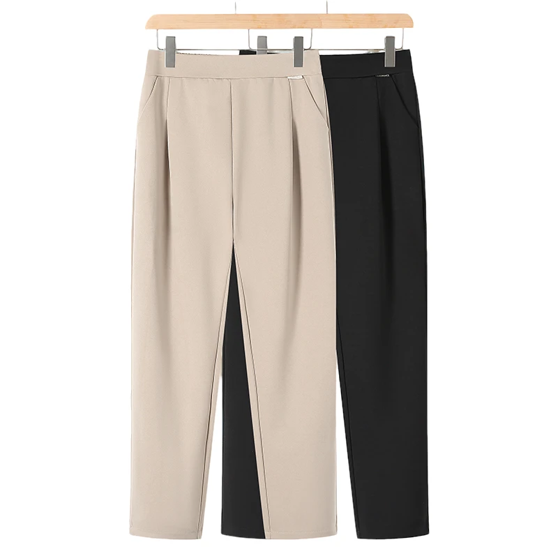 中老年人裤子春秋洋气直筒长裤高腰松紧腰妈妈装宽松大码休闲裤