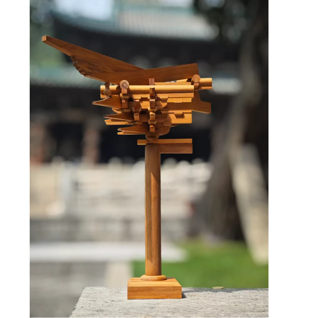 晋祠圣母殿下檐转角斗拱榫卯积木活拆拼装玩具古建模型