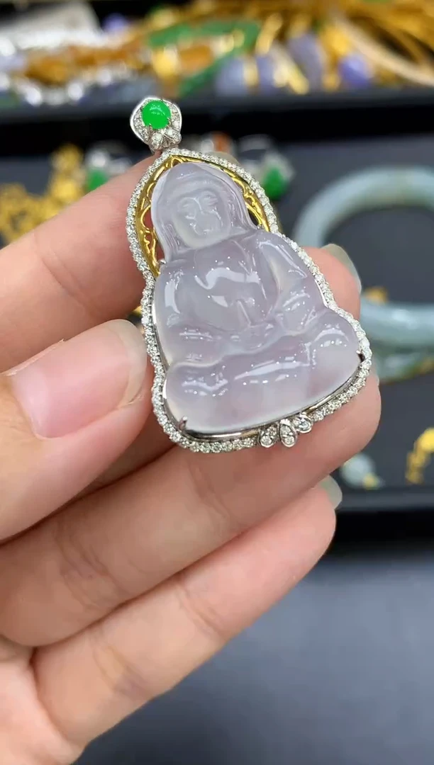 颈饰18K金镶嵌翡翠699-中国好珍宝