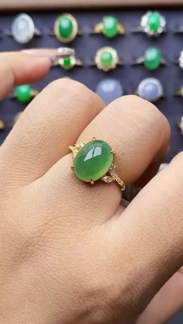 银S925镶嵌戒指翡翠0250