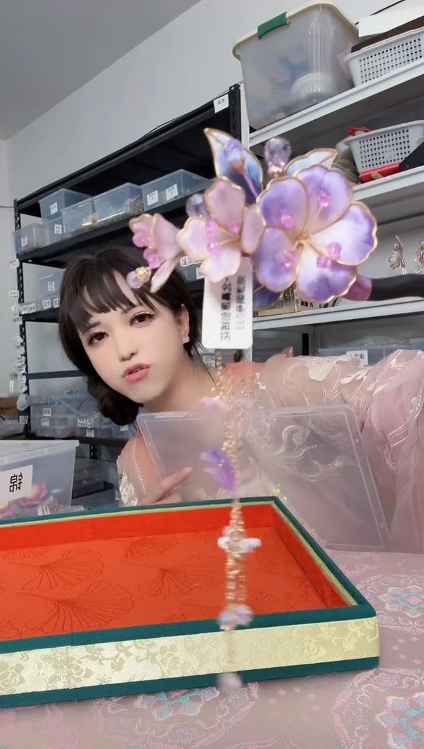 无铜合金510 非遗绒花发簪