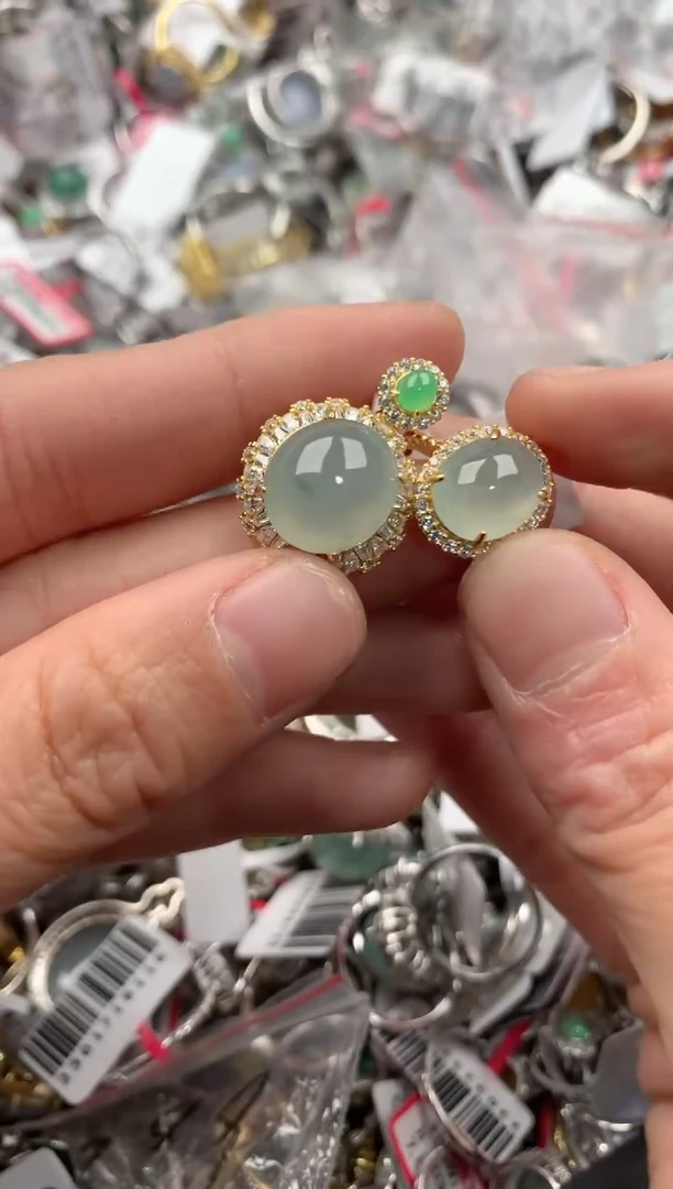 银S925镶嵌戒指翡翠444----9