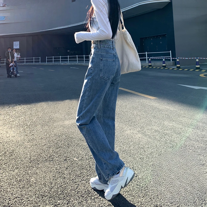秋季爆款高腰显瘦阔腿牛仔裤女士款2025新款慵懒百搭窄版直筒裤子