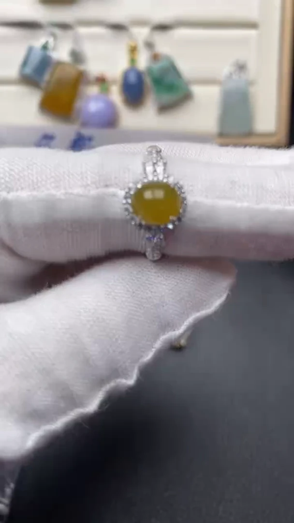 银S925镶嵌戒指翡翠1