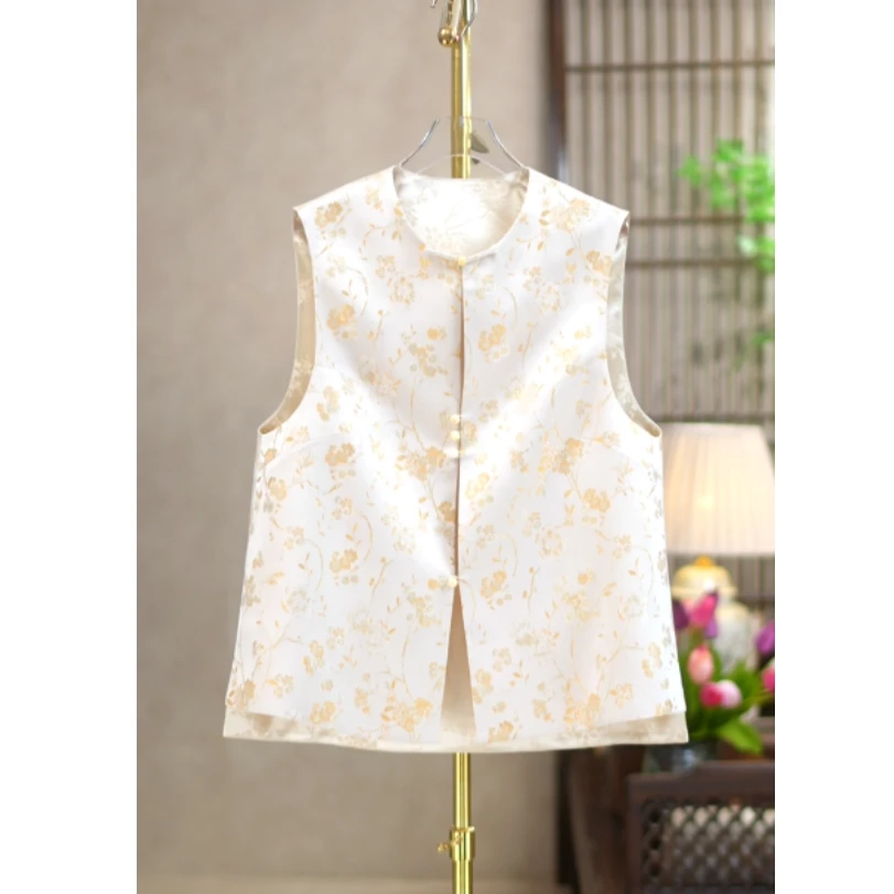 【非遗桑蚕丝宋锦】高奢2025春夏秋织金宋锦新中式马甲A3888