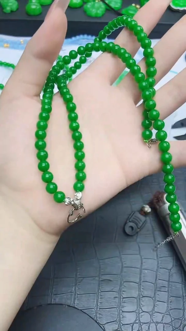 项链未镶嵌翡翠翡翠满绿银色6mm万能链H212