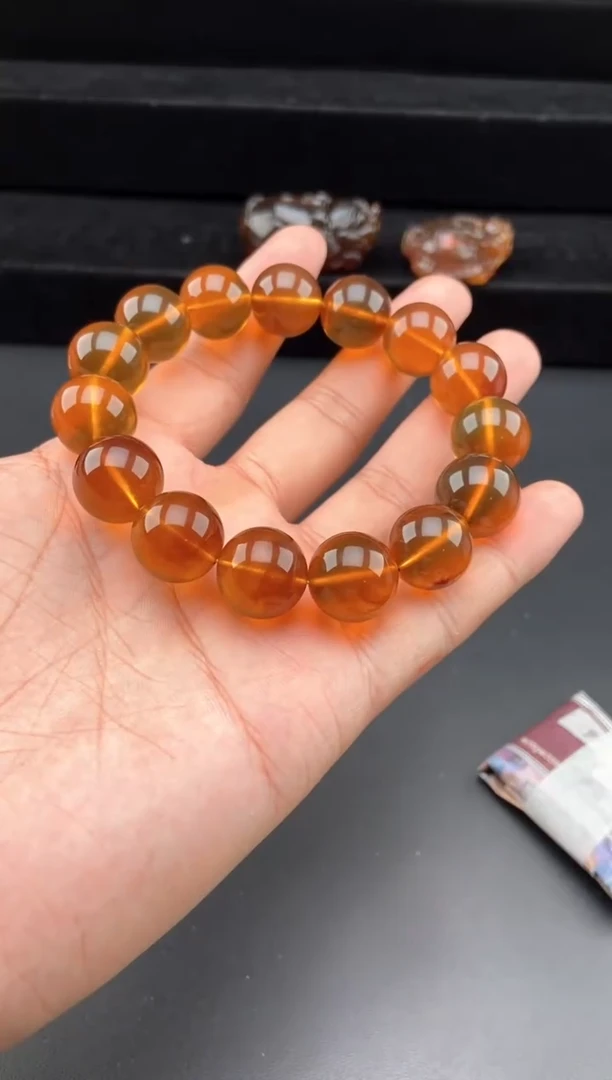 手链琥珀未镶嵌金棕红手串