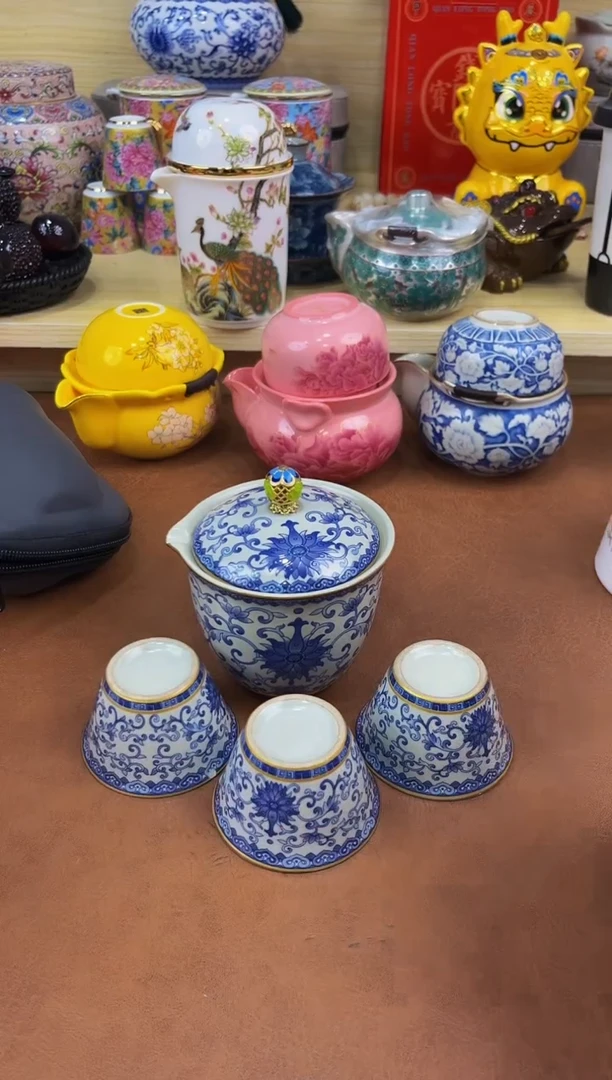 陶瓷茶具摆件旅行套组