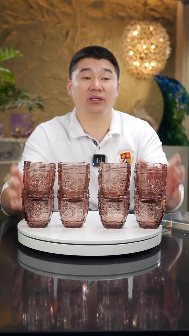 手工艺品琉璃福利紫色水杯一套八只