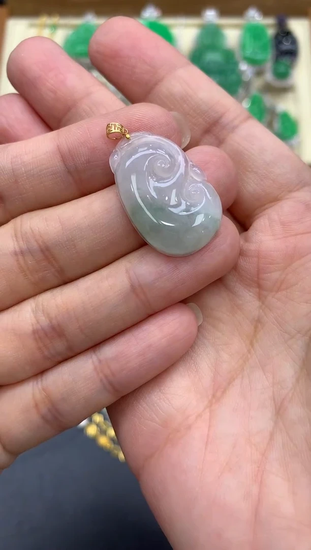 翡翠18K金镶嵌颈饰185-中国好珍宝