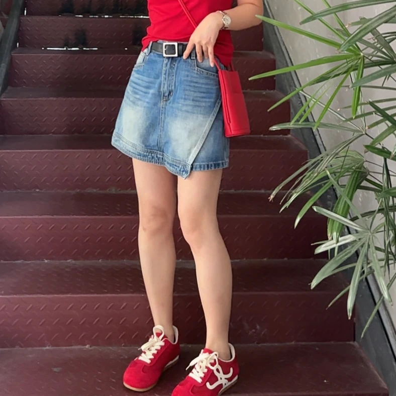 贝姐同款【包臀牛仔短裤裙】夏季新款~高腰显瘦包臀牛仔短裤裙30735