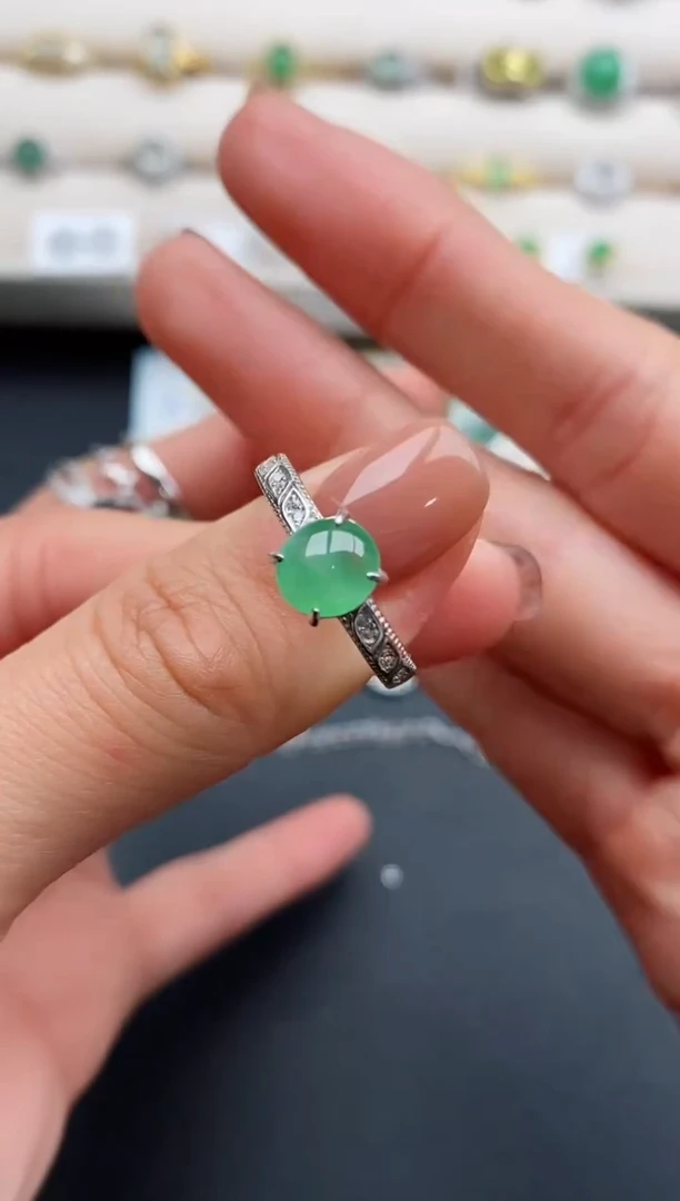 银S925镶嵌戒指翡翠8888888+8