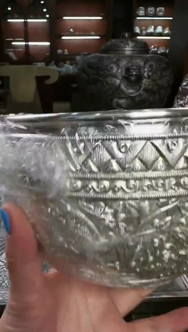 【闪购商品】足银999精工提梁八宝茶壶