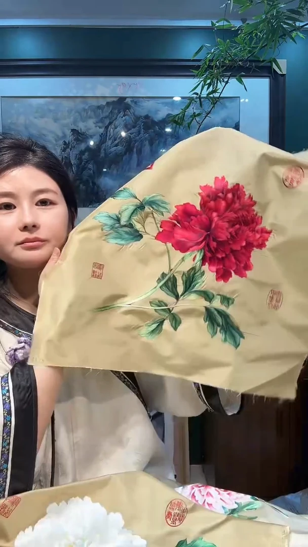 竖款非遗苏绣手工刺绣绣片