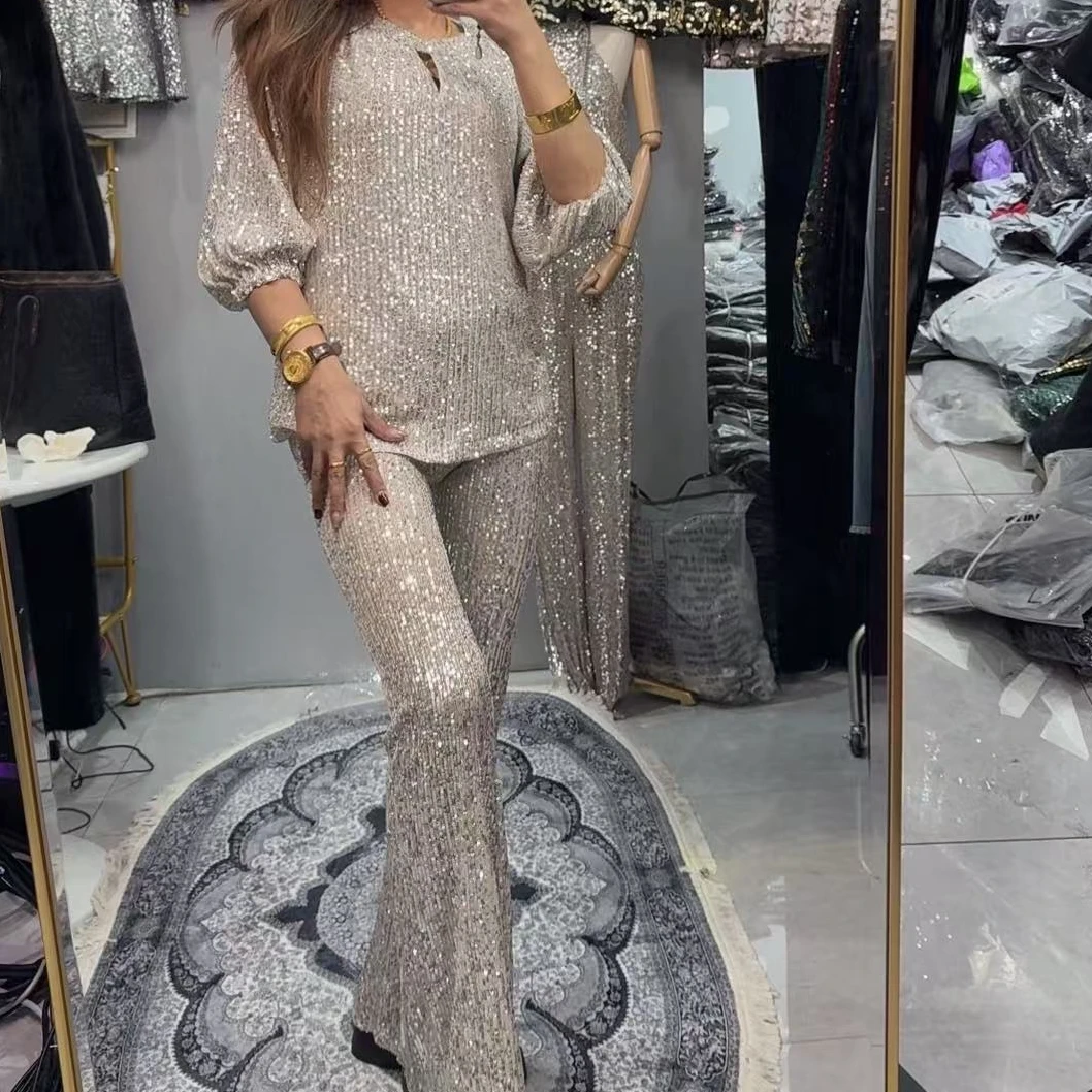 2025网红爆款亮片两件套