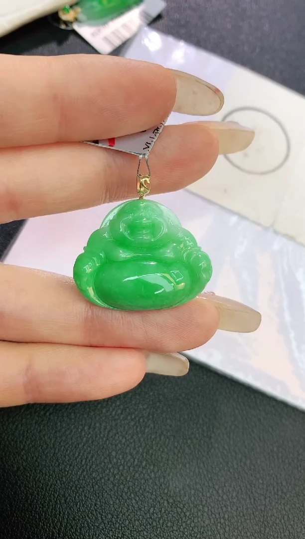 翡翠18K金镶嵌颈饰赠礼盒证书 珍珍