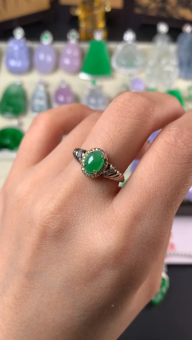 银S925镶嵌戒指翡翠戒指