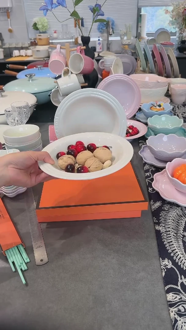 【闪购商品】瓷【2个装】奶油白草帽盘-20cm