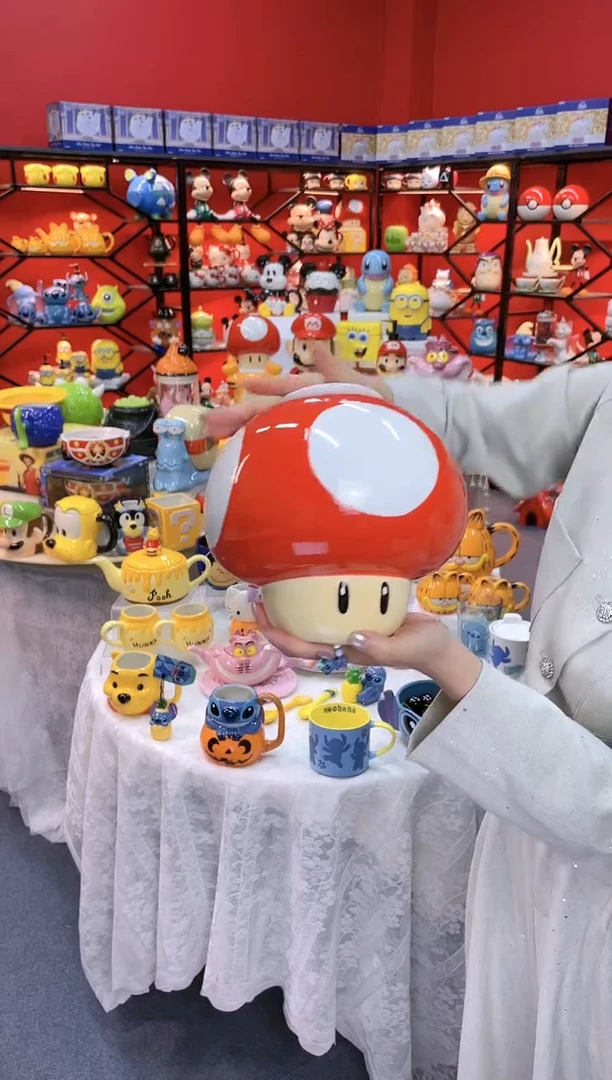 【闪购商品】.@@陶瓷蘑菇头饼干罐