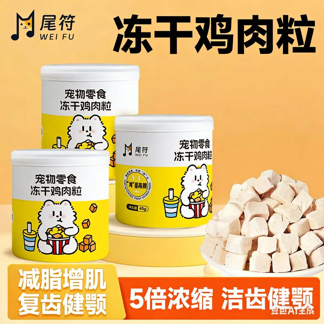 尾符冻干鸡肉粒互动奖励增肥发腮营养丰富狗狗猫咪零食
