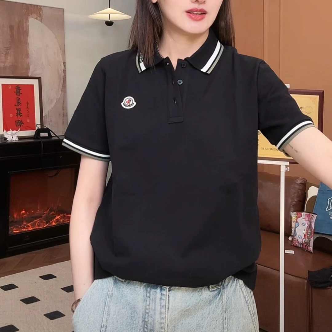 未使用 MONCLER Moncler盟可睐 童装 条纹翻领POLO衫 黑色 IM