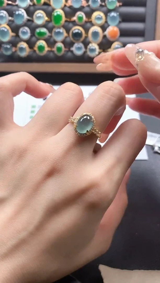 银S925镶嵌戒指翡翠51151