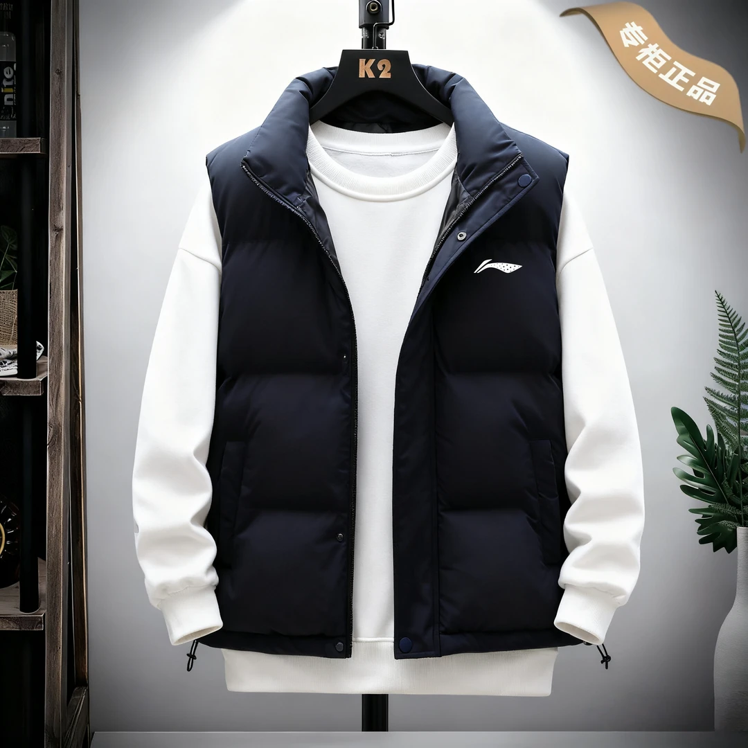 奥莱轻奢百搭拉链厚款情侣印染宽松型棉马甲冬季保暖立领男