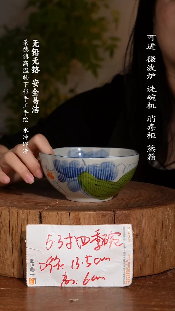 碗陶瓷景德镇高温瓷釉下彩手绘陶瓷