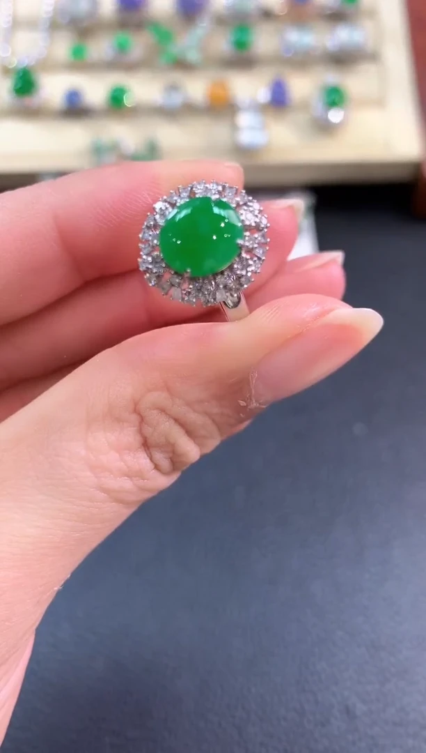 【闪购商品】翡翠戒指18K金镶嵌b139不退换