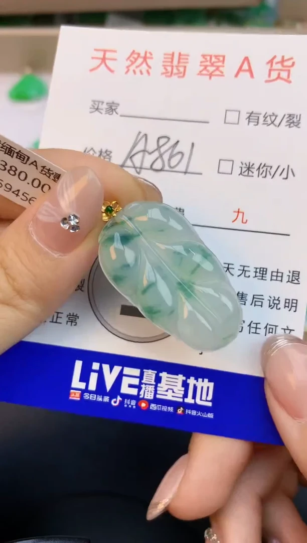 颈饰18K金镶嵌翡翠天然缅甸a货翡翠百元以上9元证书费自理