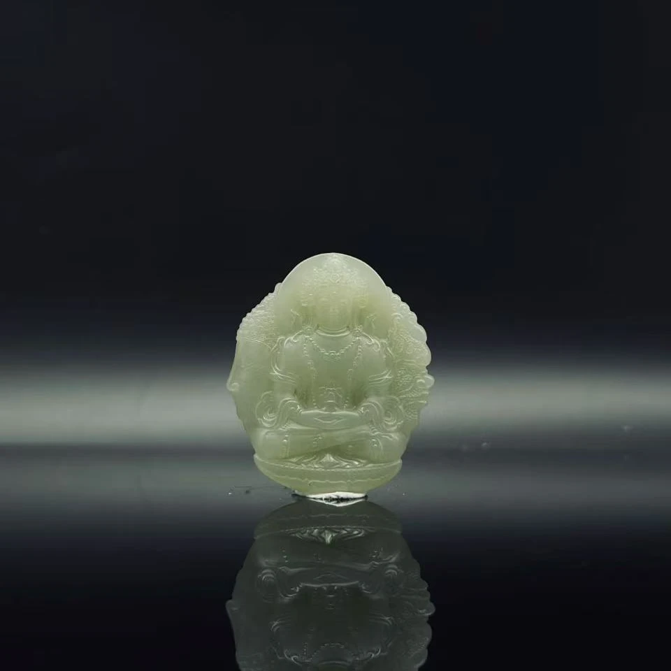 和田玉一念之间观音吊坠0978