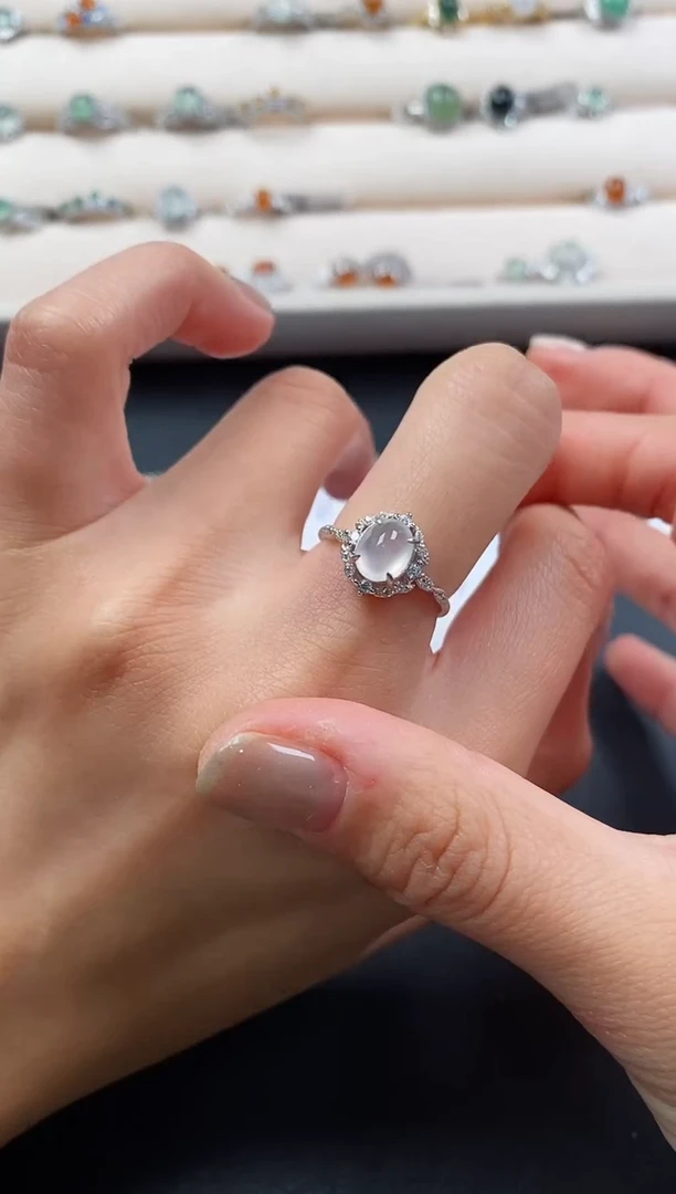 银S925镶嵌戒指翡翠6666666+5