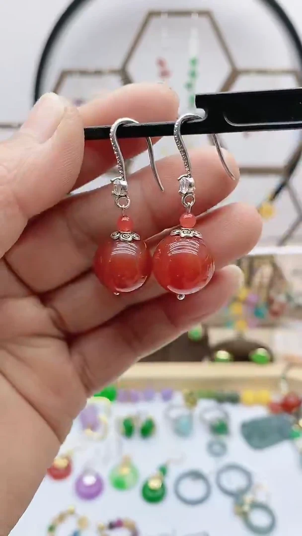 未镶嵌南红玛瑙耳饰226