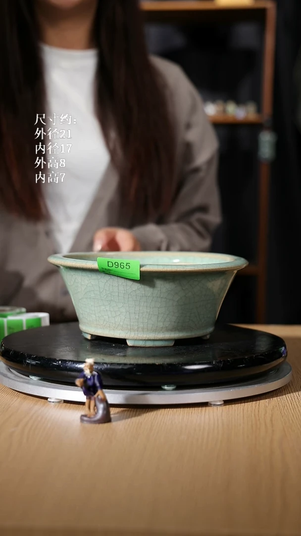 【石湾花盆】8寸四脚反口圆盆965  瑕盆
