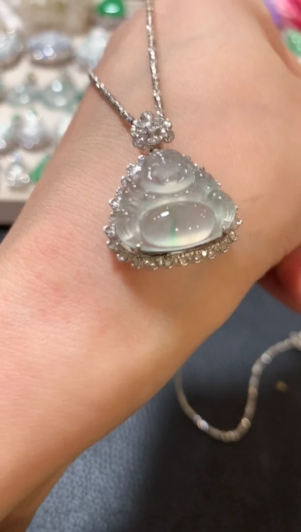 吊坠(不含链)18K金镶嵌翡翠n61