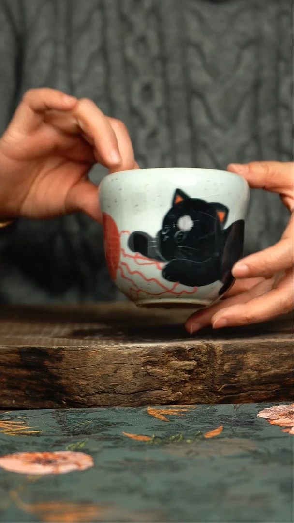 【闪购商品】杯杯釉下彩手工手绘同款陶器