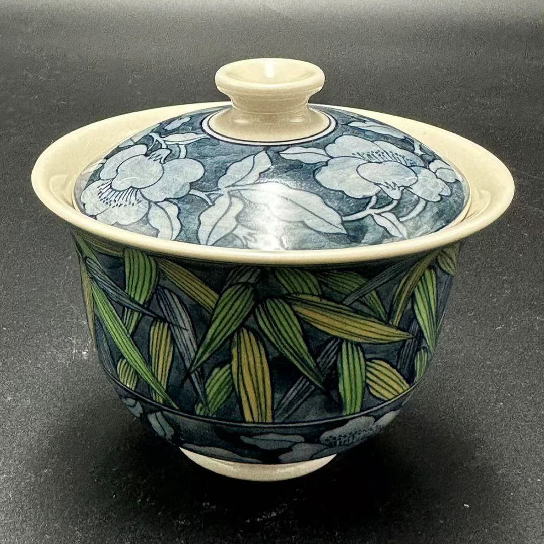 【半闲】真璞造物 | 釉中彩满工文竹盖碗