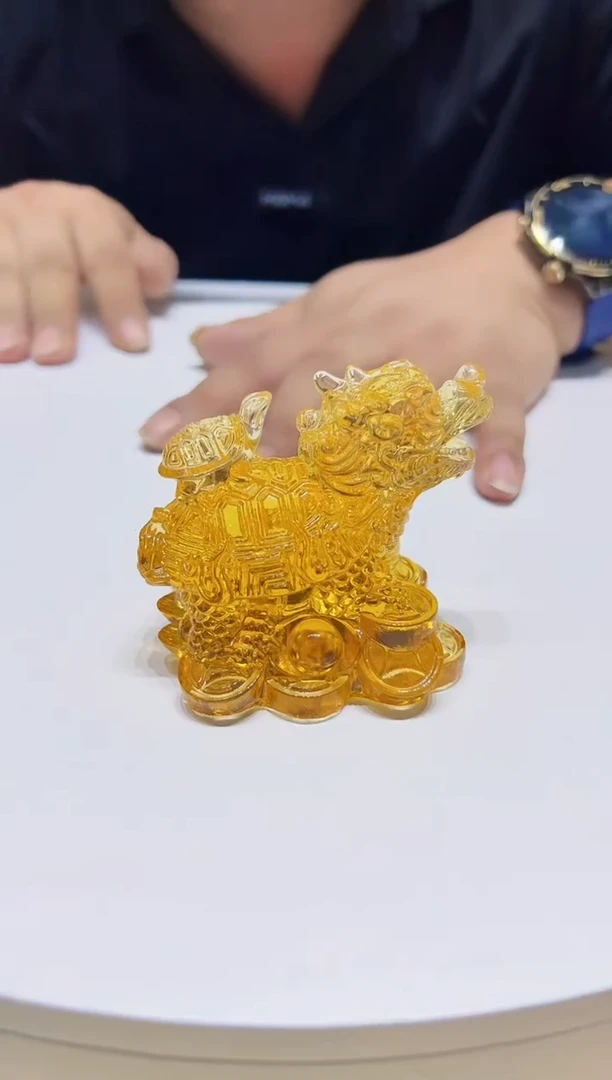 琉璃手工艺品古法琉璃母子龟摆件