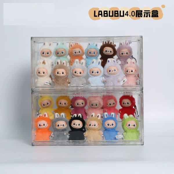 迷你拉布布展示盒4.0心底密码收纳柜labubu搪胶玩偶固件展示架