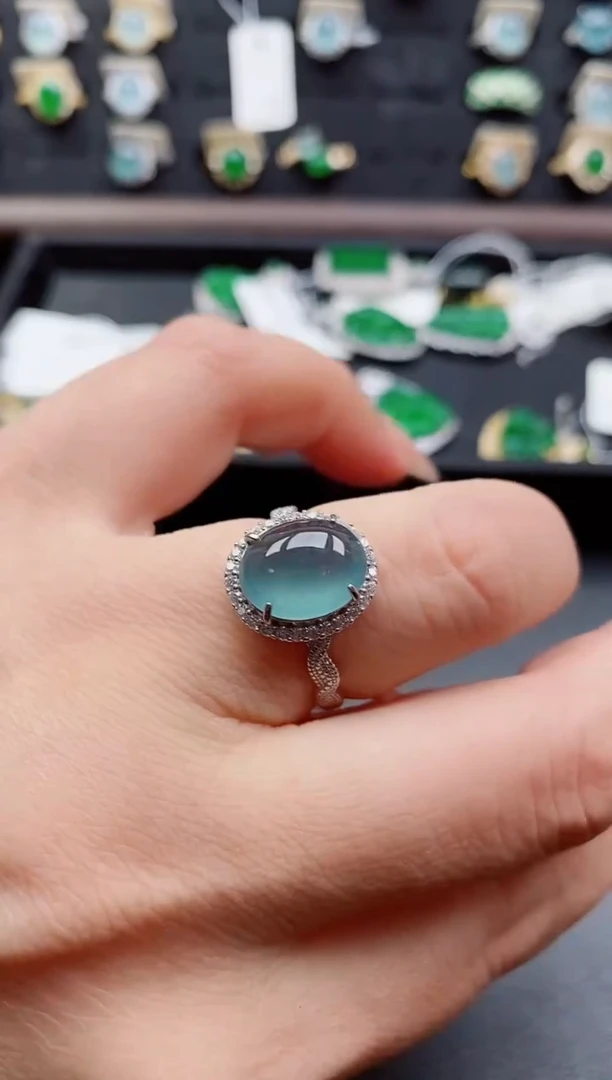 银S925镶嵌戒指翡翠1