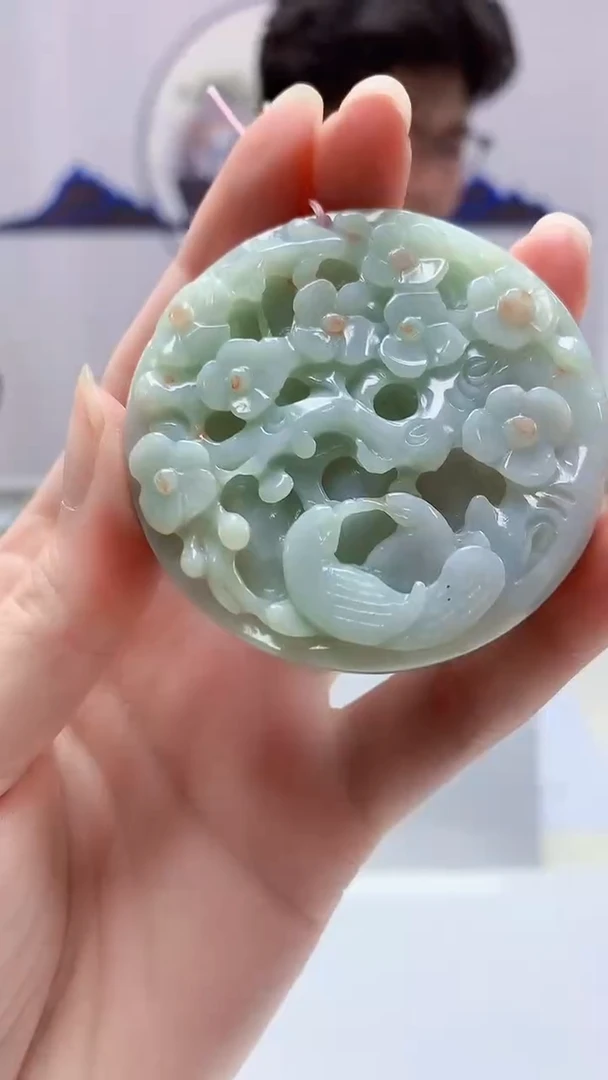 【闪购商品】定制翡翠未镶嵌4688zm-毛货挂件85喜上眉梢